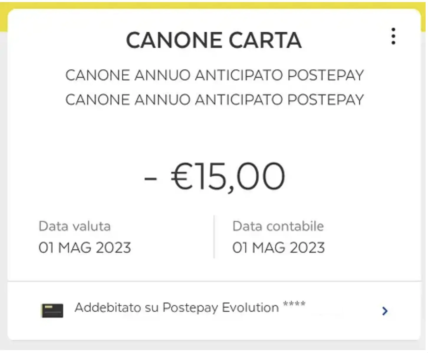 canone annuo postepay evolution