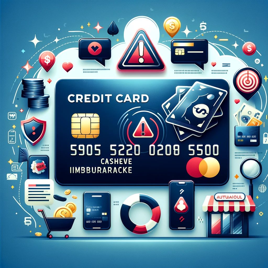 A modern and eye catching digital illustration for a financial blog about credit card mistakes. The image should feature a large sleek credit card wi