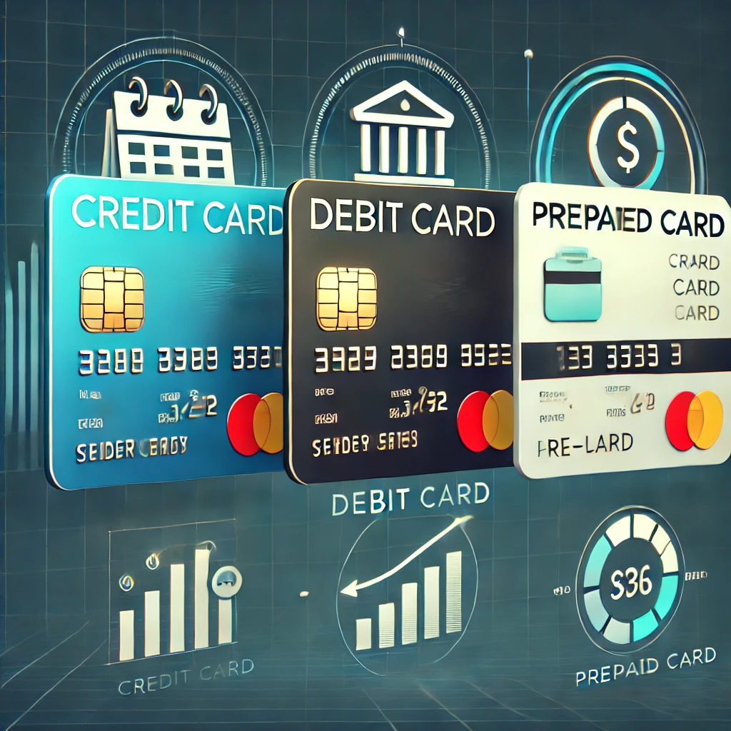 comparing three types of payment cards credit card debit card and prepaid card