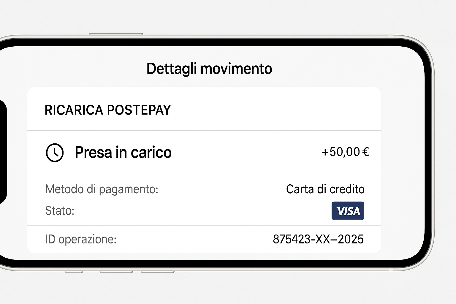 carta di crredito ricarica posterpay presa in carico