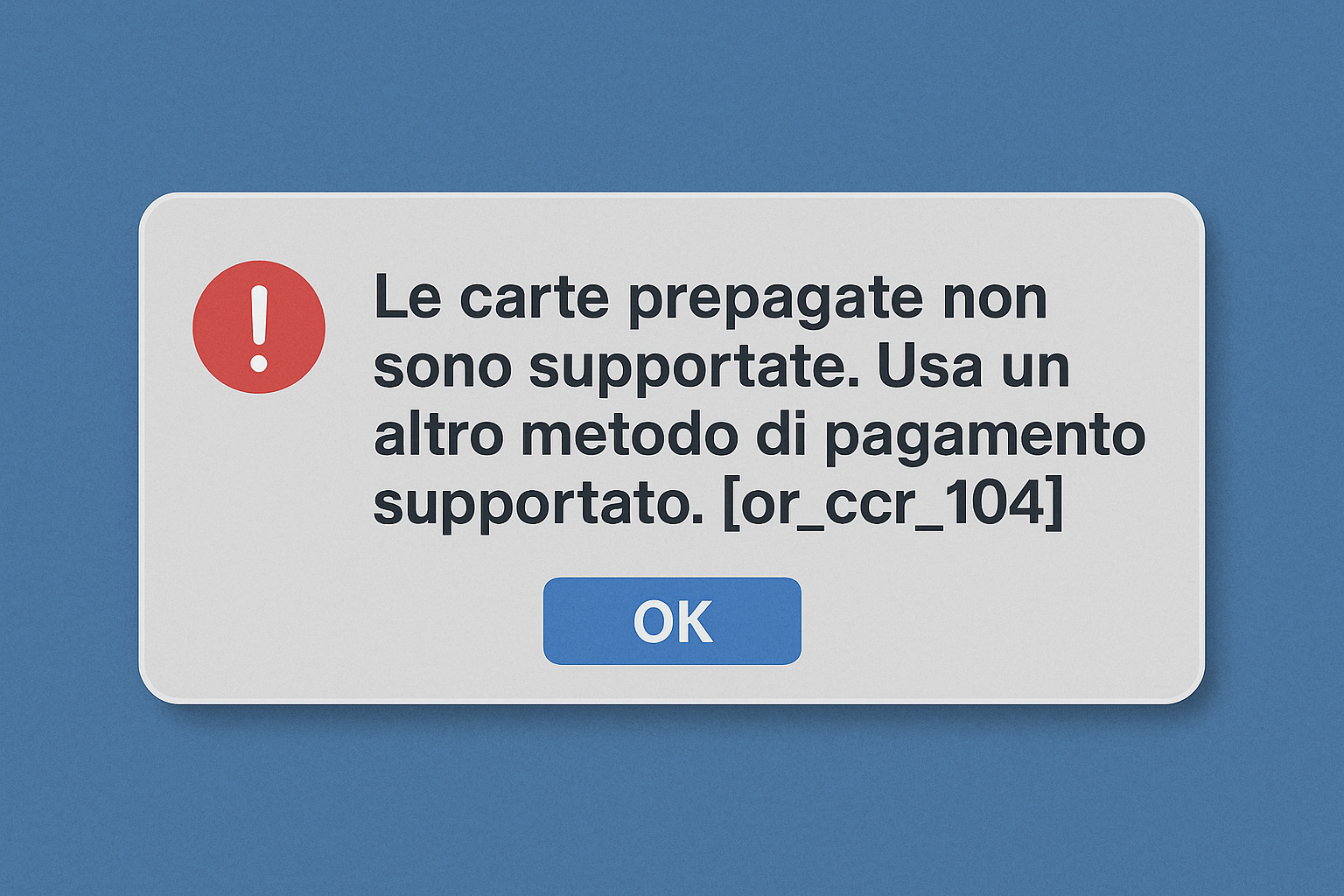 carta prepagata errore